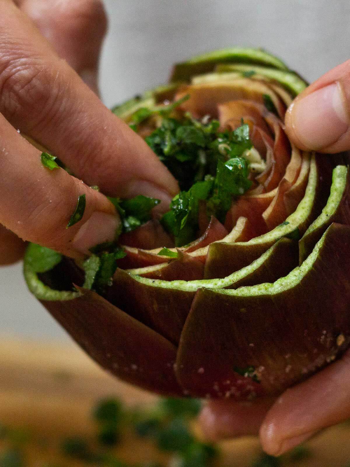 Stuffing Artichokes