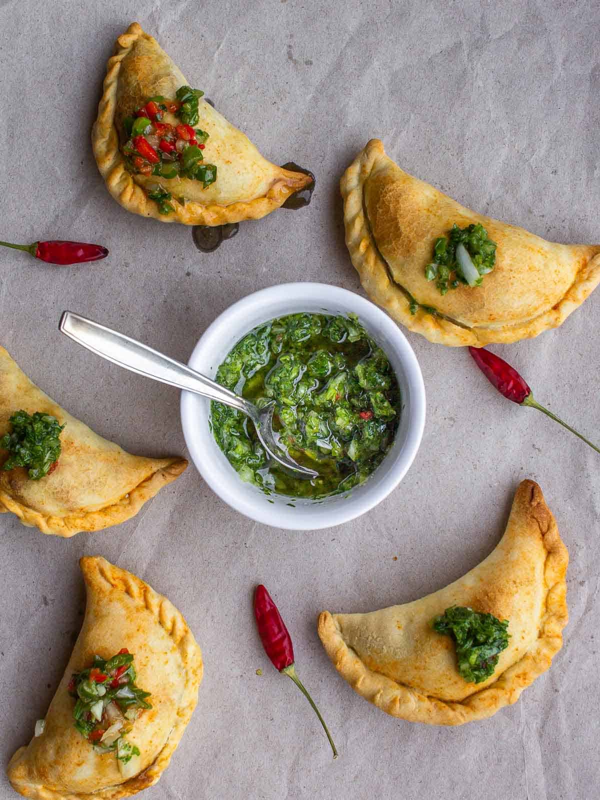 empanadas argentinas with chimichurri