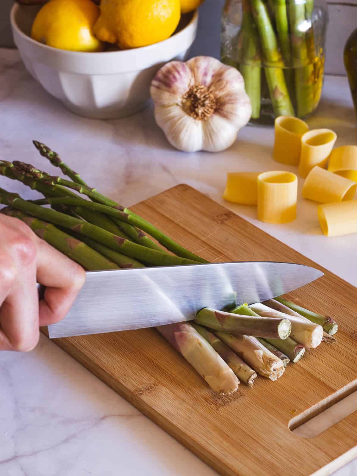 chop asparagus woody ends