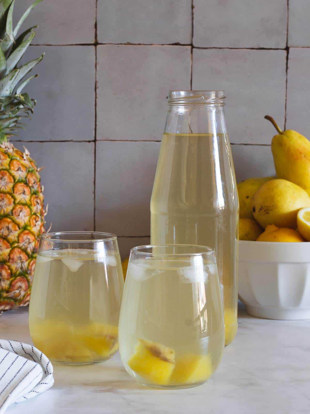 pineapple water in glasses