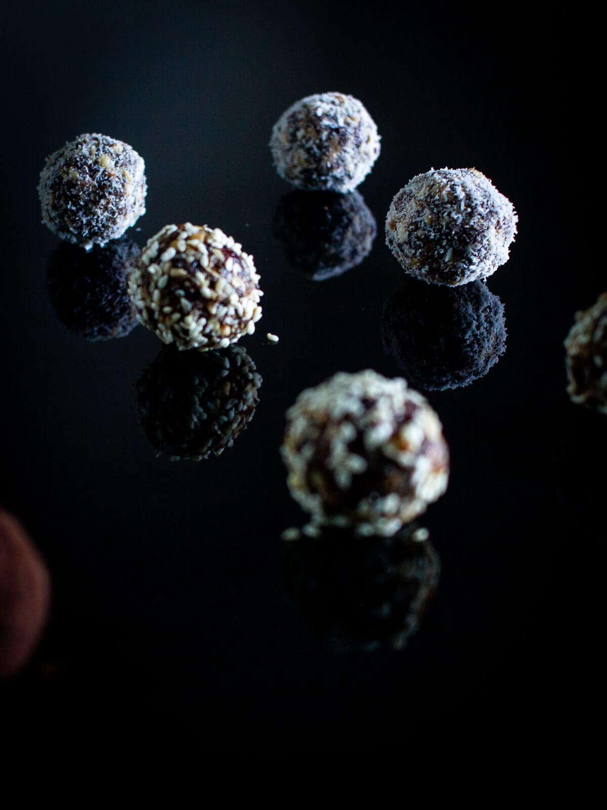 power balls covered in shredded coconut