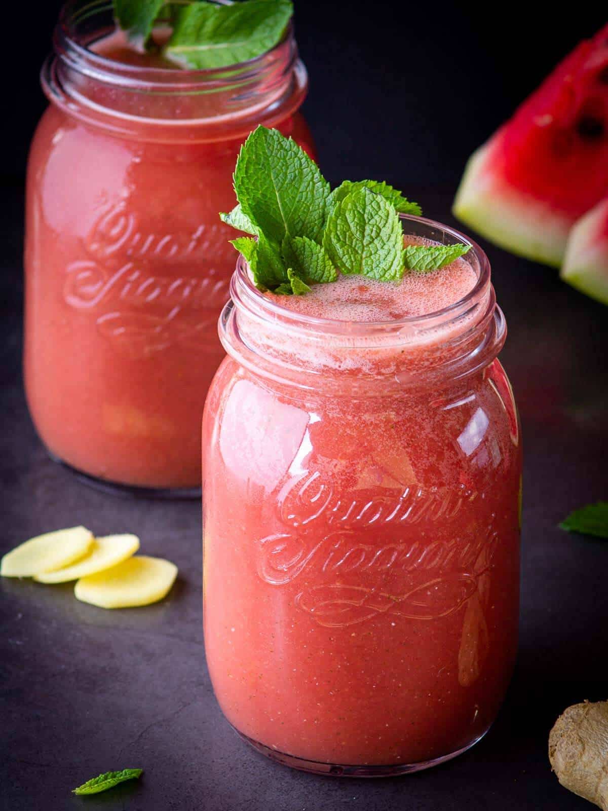 Two glasses of Watermelon Smoothie