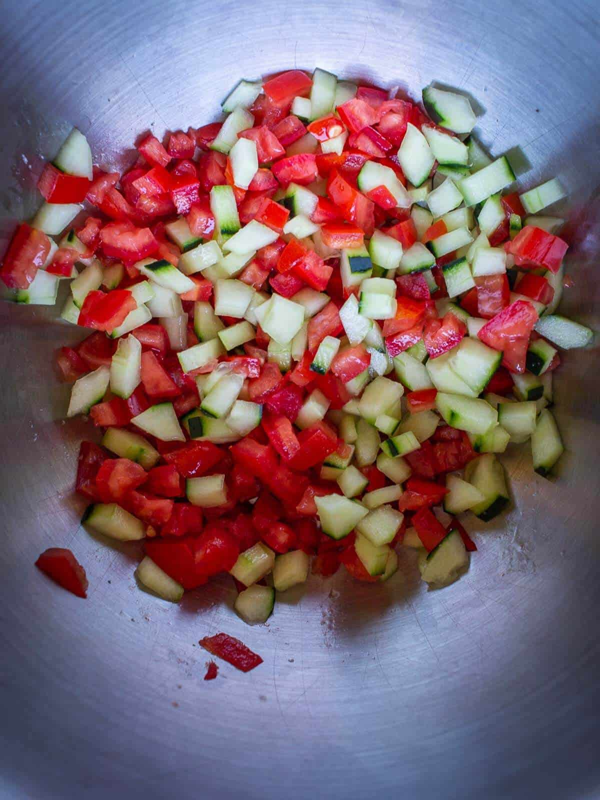 diced tomato and cucumber