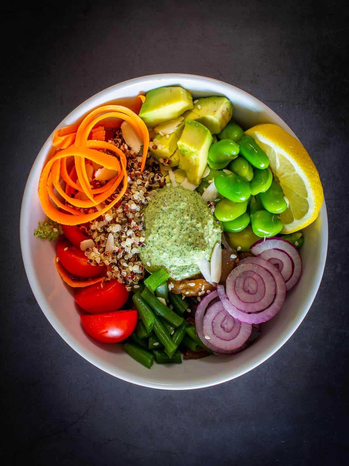 Vegan Poke Bowl with Mint Sauce a high protein vegan lunch