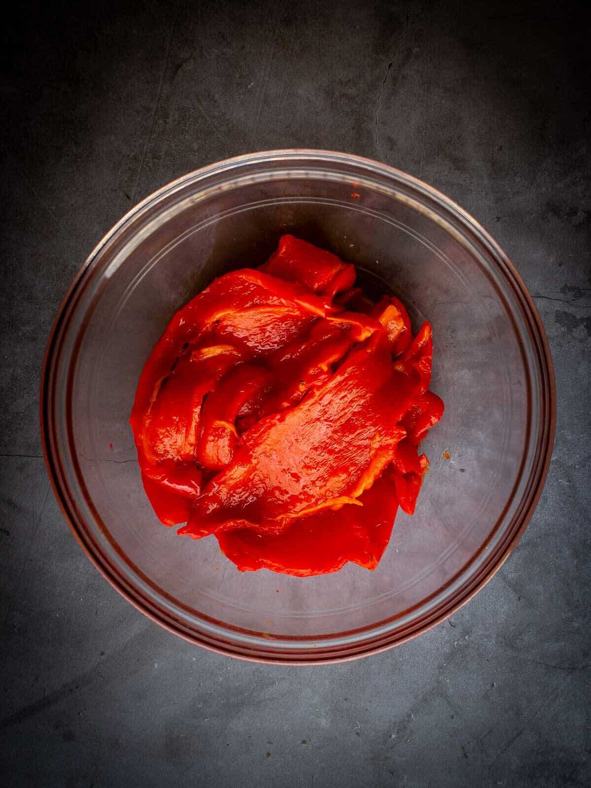 muhammara dip peeled red-bell peppers