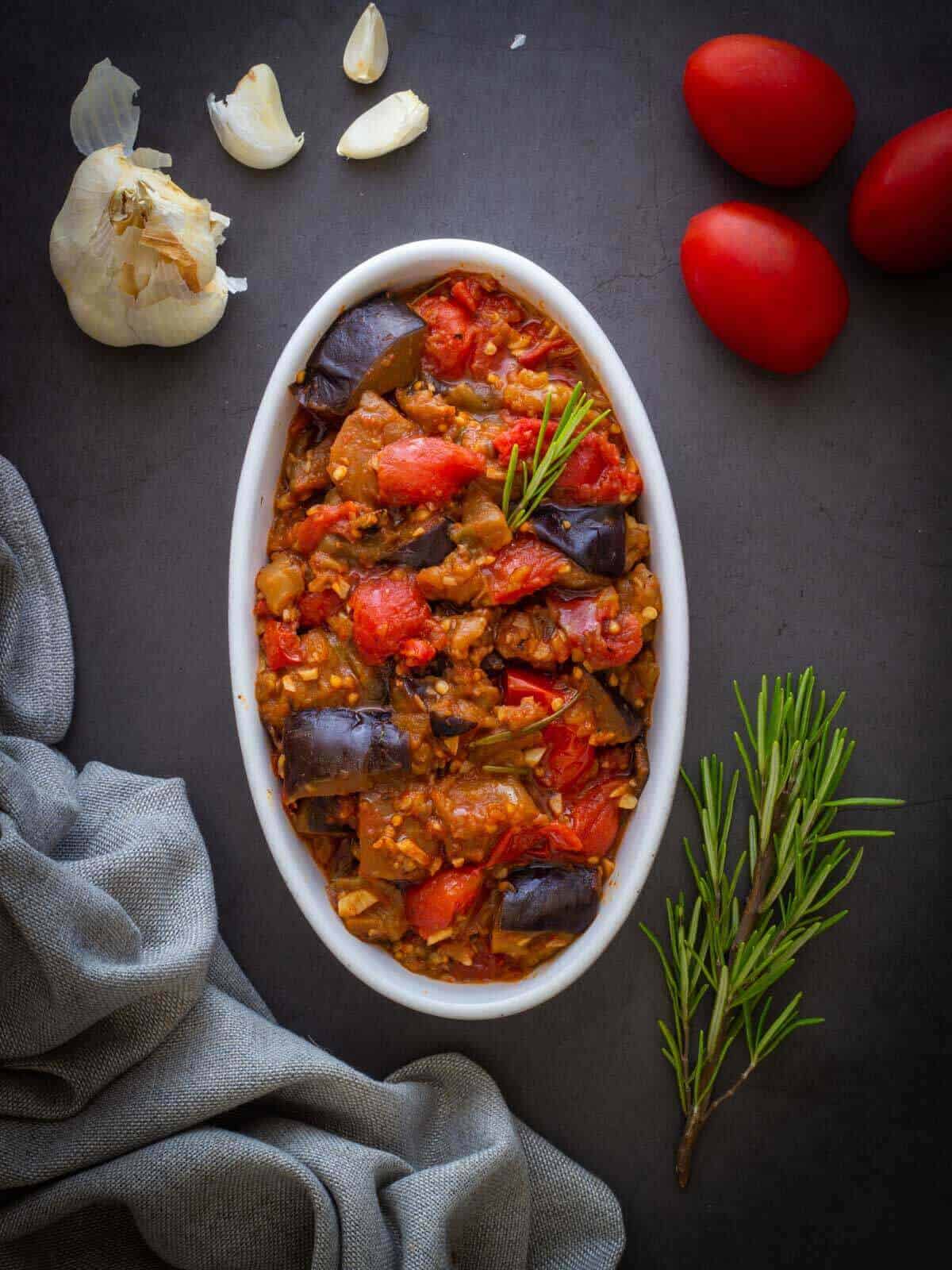 Italian Eggplant stew served