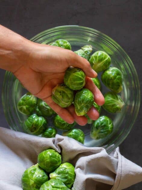Towel Dry brussels sprouts