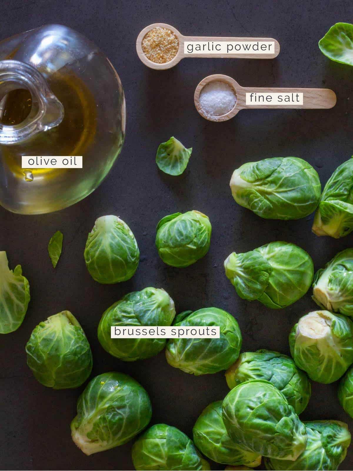 Ingredients to cook this healthy Brussels sprouts recipe.