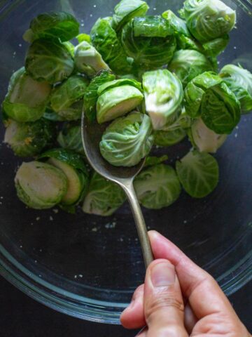 mix halved Brussels Sprouts with seasonings