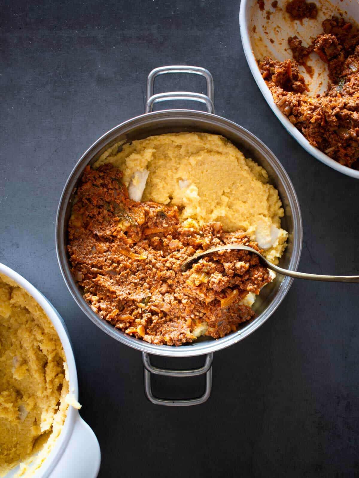 Vegan Baked Polenta Recipe with Vegetable Bolognese