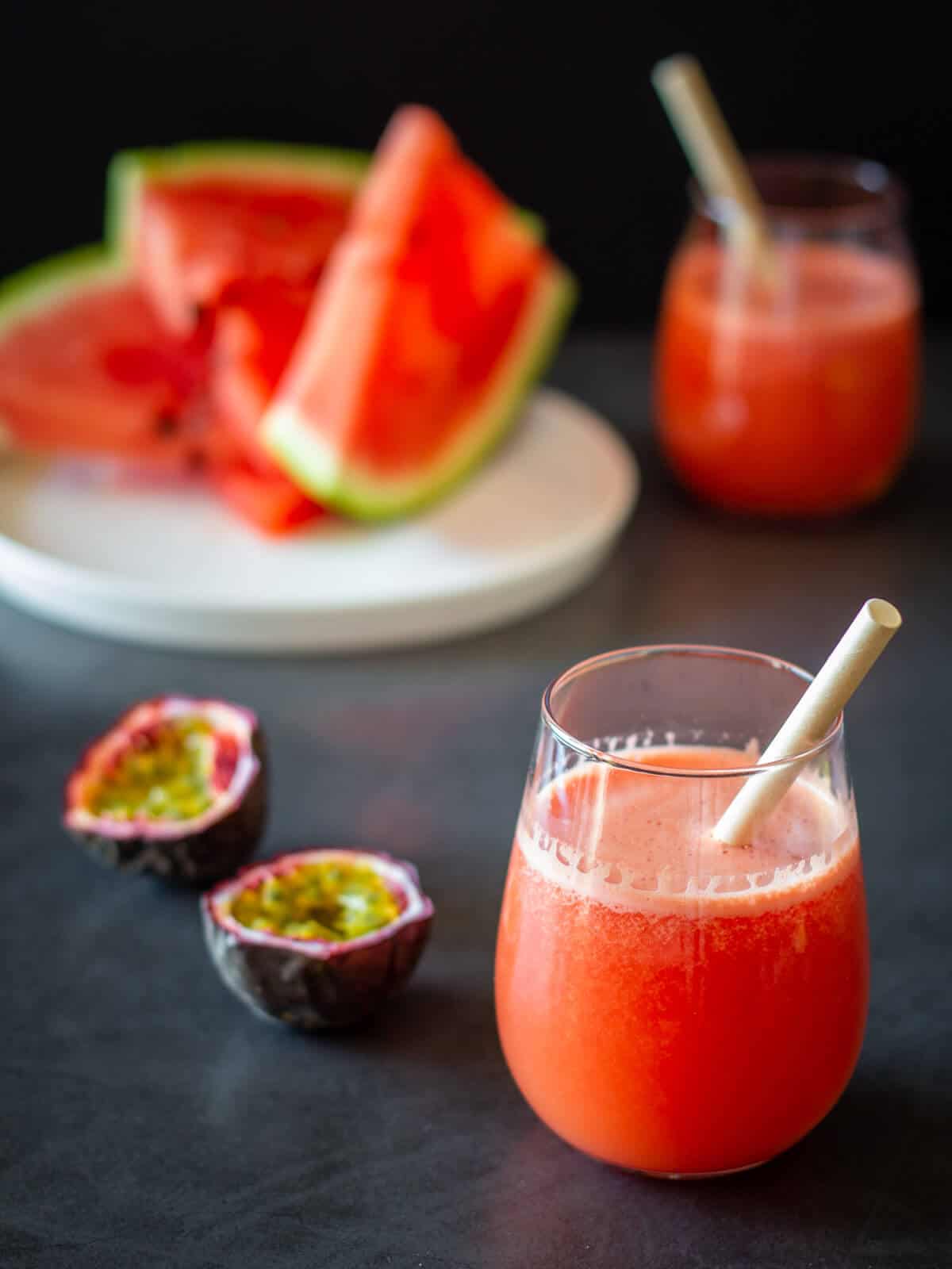 Receta de jugo de fruta de la pasión y sandía | Nuestro mundo basado en  plantas