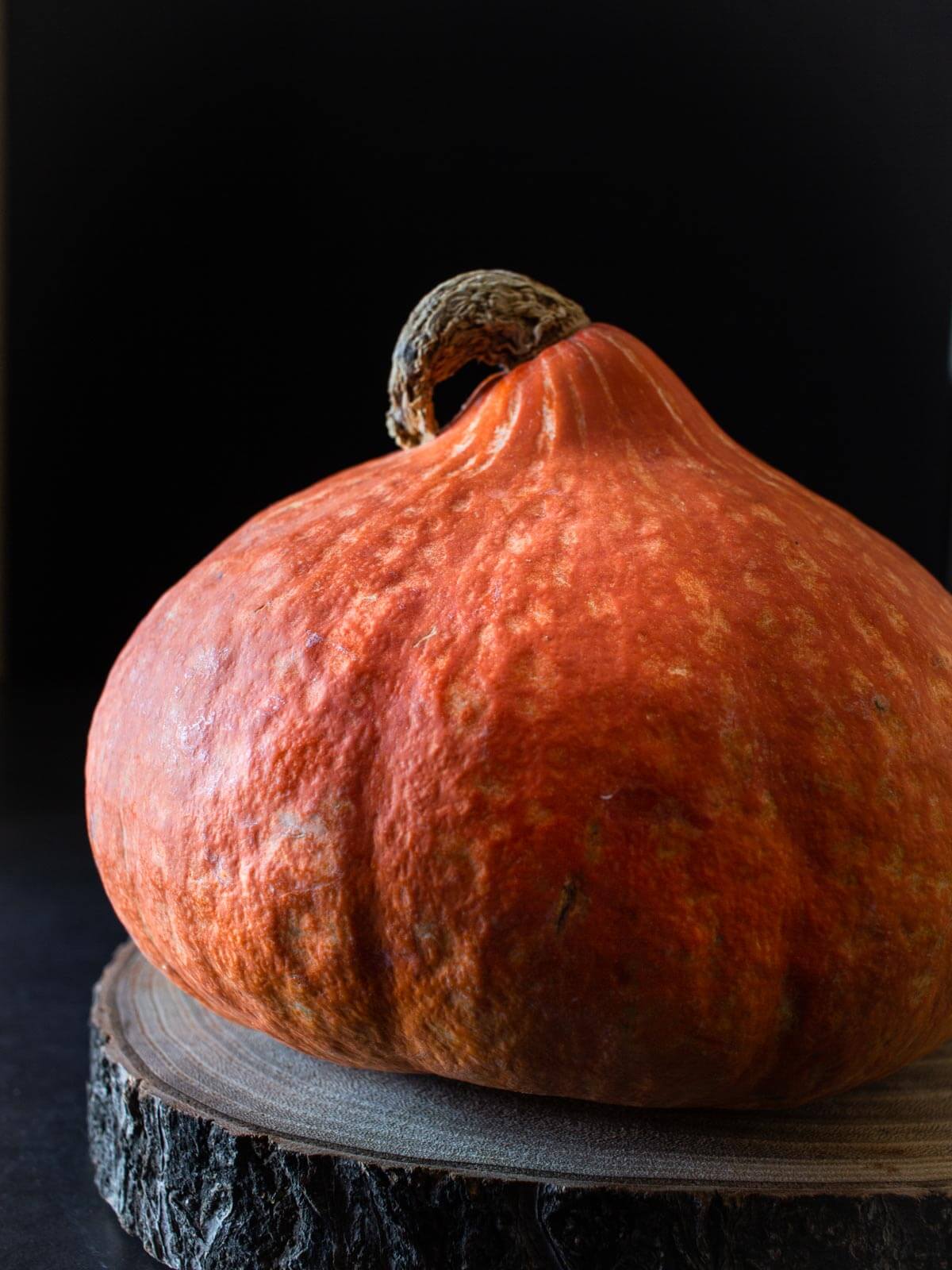 hokkaido pumpkin on table.