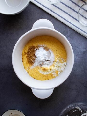 cornbread dry ingredients in a bowl.