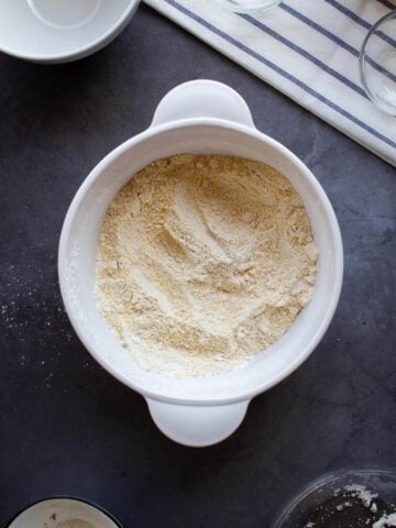 mix dry ingredients making a vegan cornbread mix.