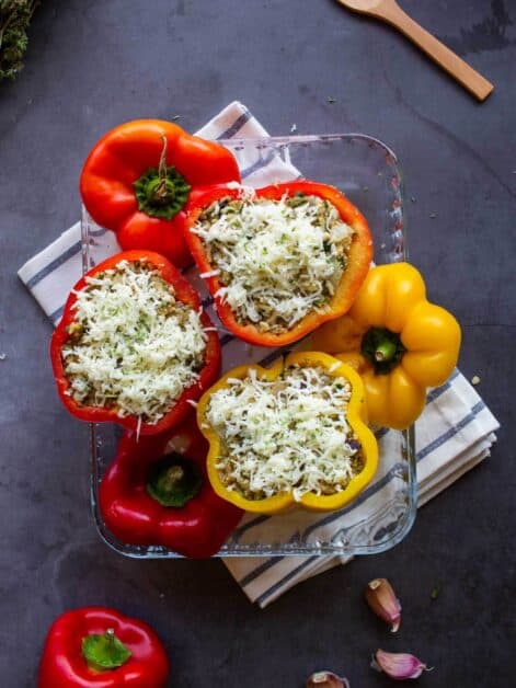 vegan stuffed peppers before baking