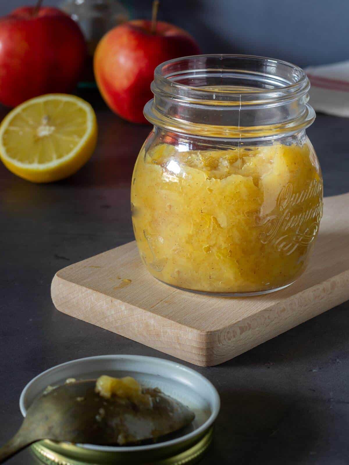Unsweetened applesauce in mason jar