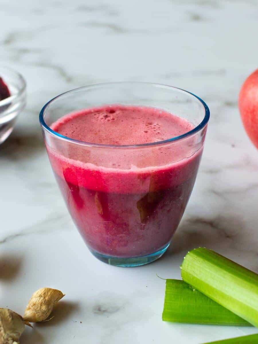 beetroot and celery juice glass