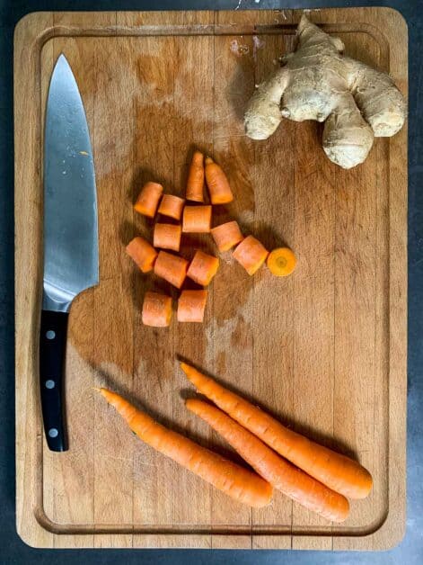 chopped carrots with ginger