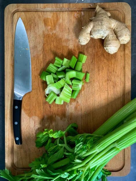 chopped celery with ginger