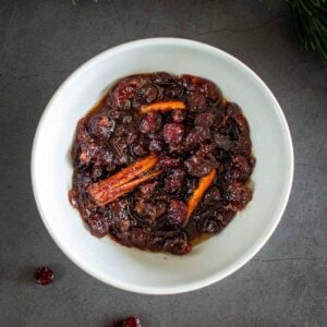 spiced cranberry sauce made with dried cranberries.