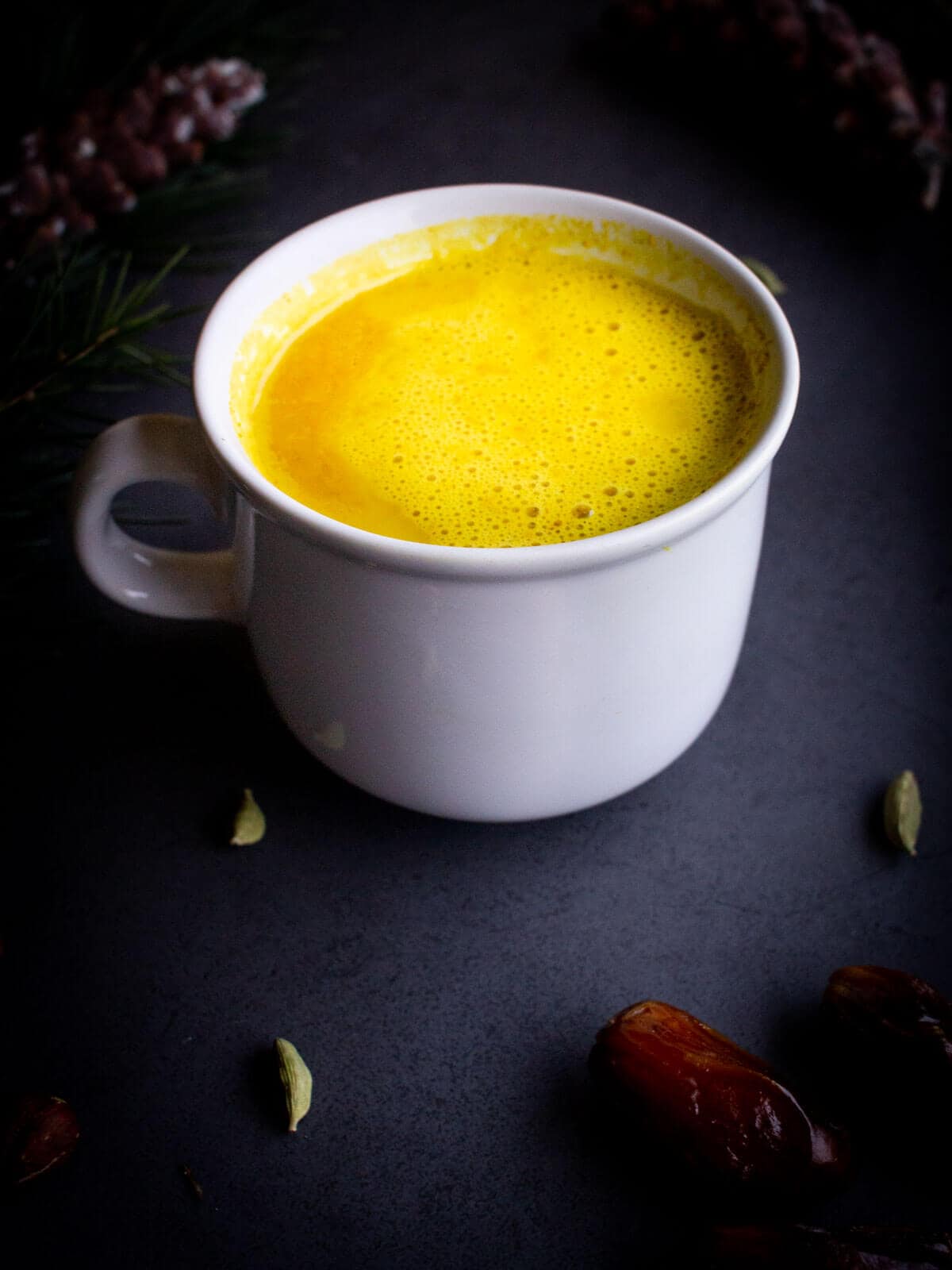 vegan golden milk served in a mug.