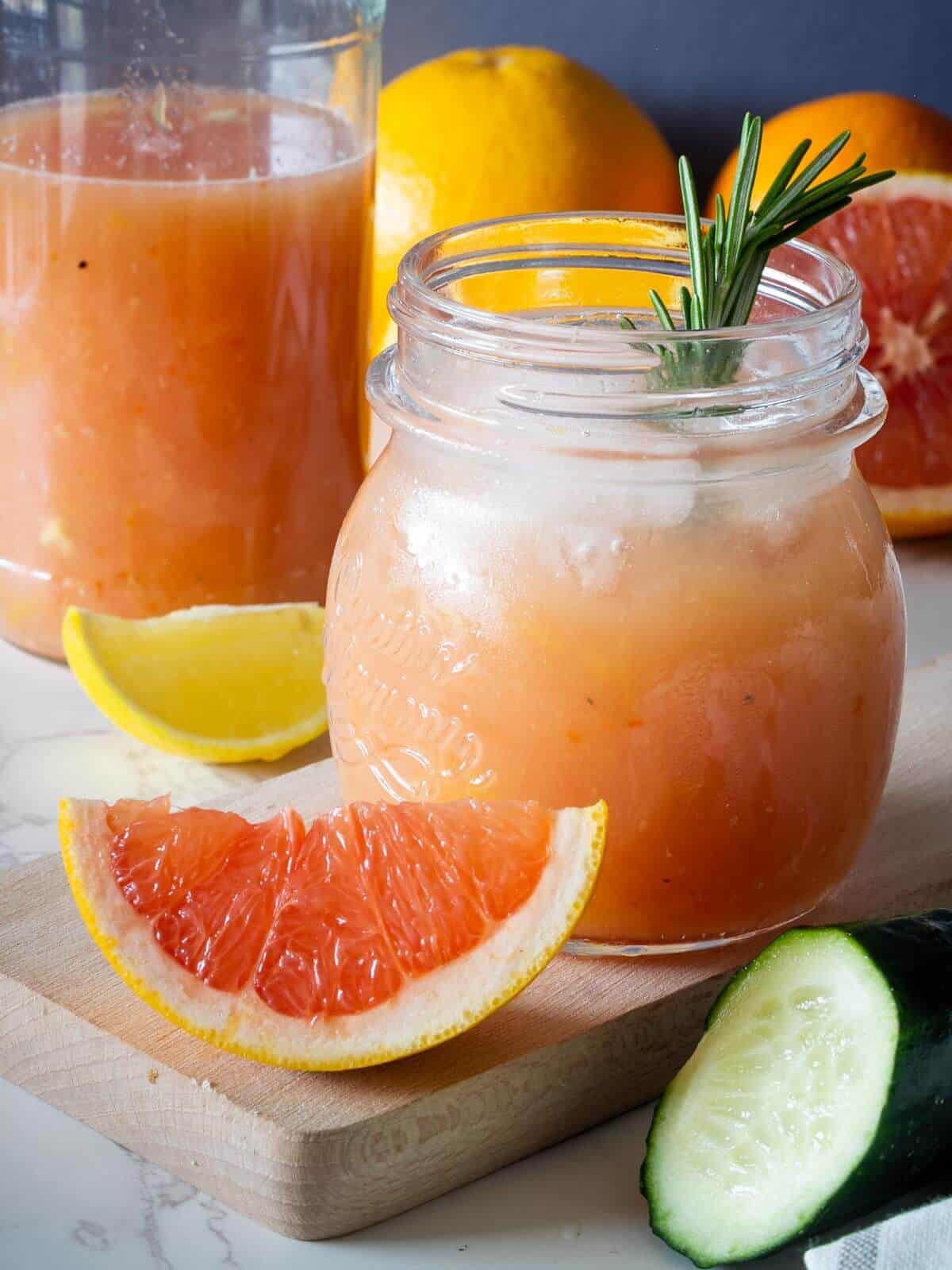 Citrus and Vegetable Juice with ice cubes