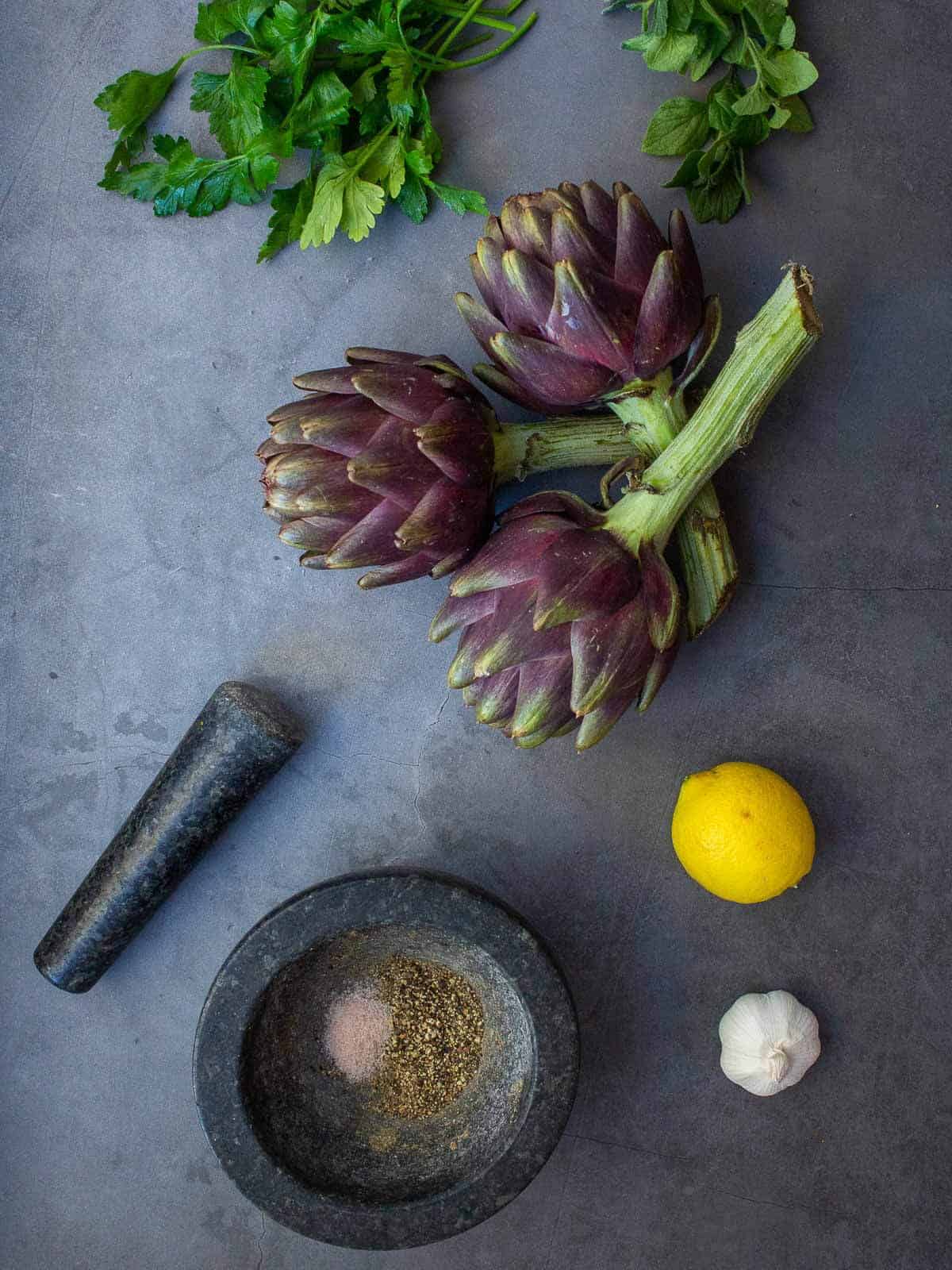 Roman-Style Artichokes ingredients