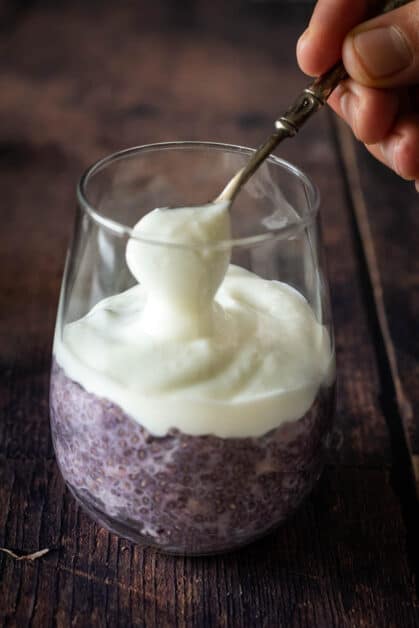 yogurt on top of blueberry overnight oats