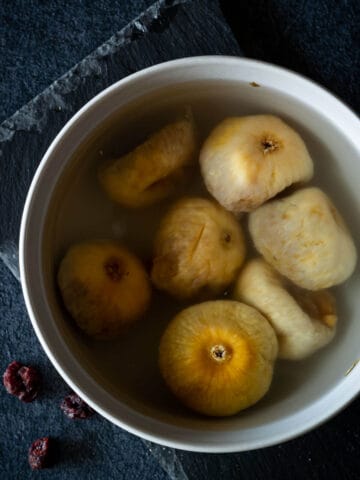 soaking dried figs.