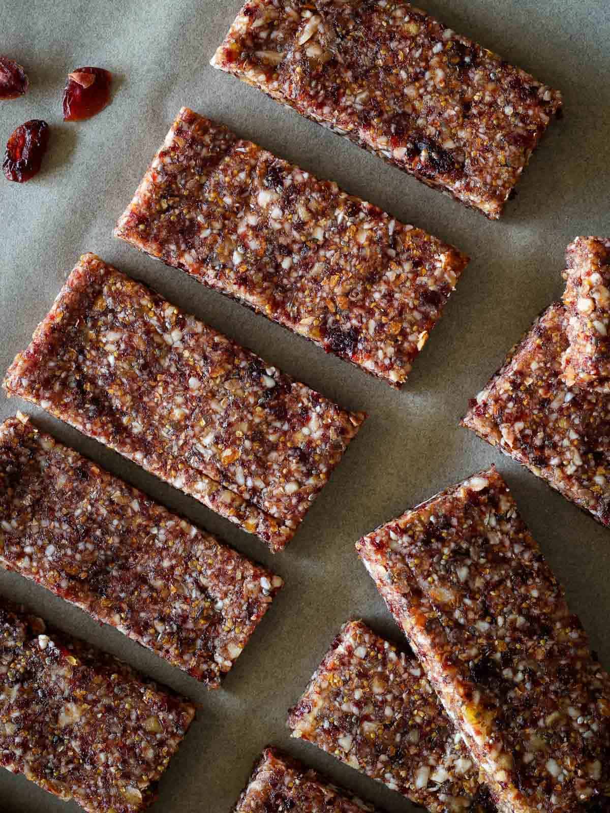 homemade fig bars laying in parchment paper