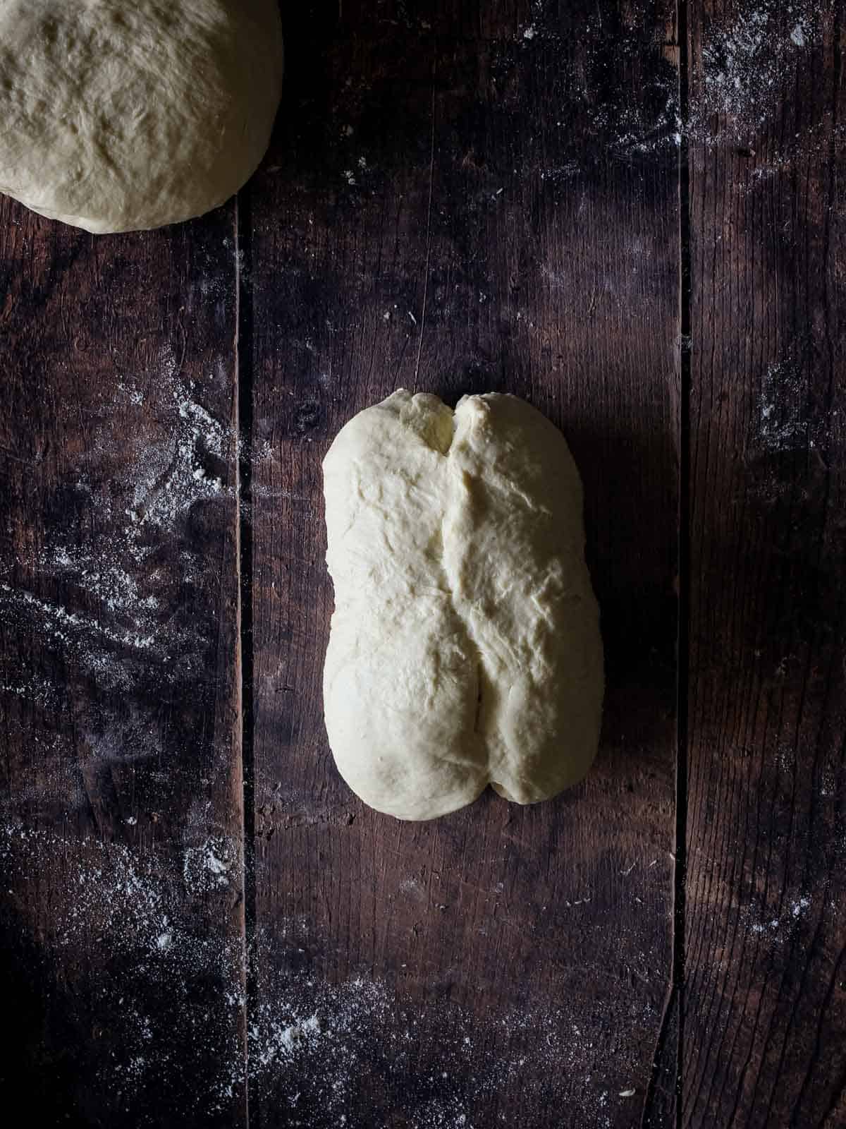 Folding Focaccia bread dough