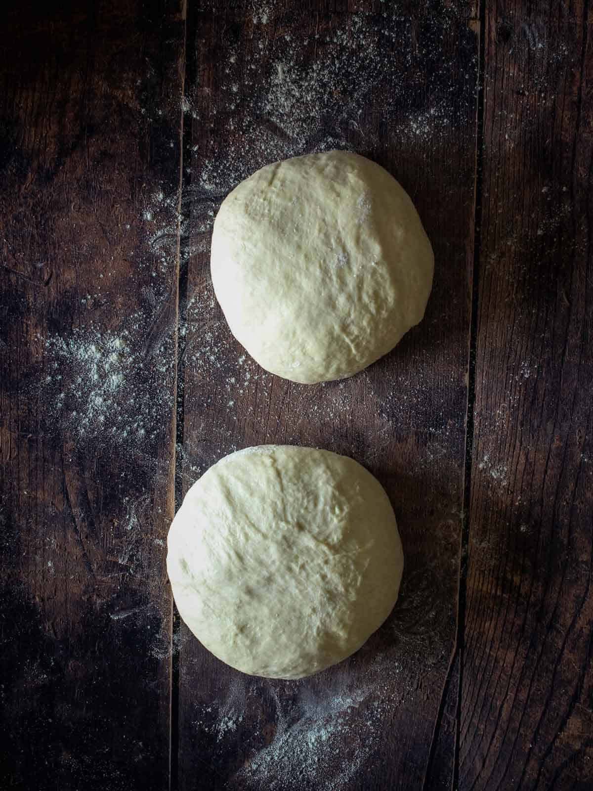 Splitting Focaccia bread dough