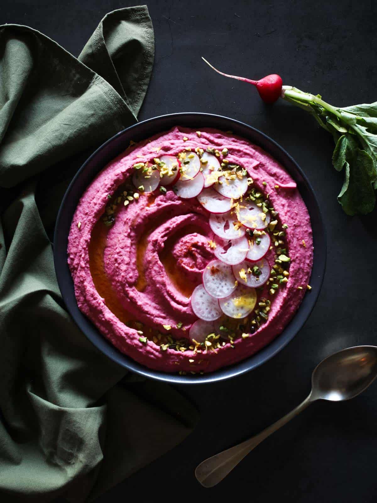 Lemon beet hummus recipe