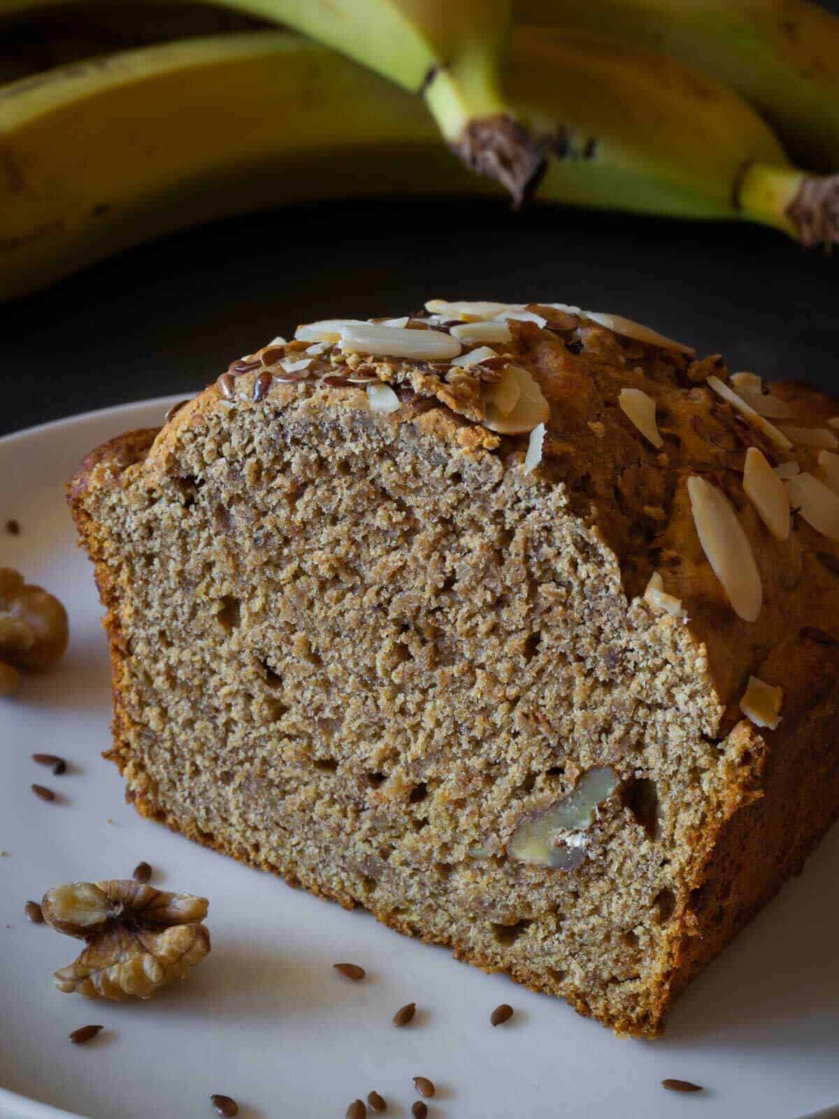 sliced easy banana nut bread