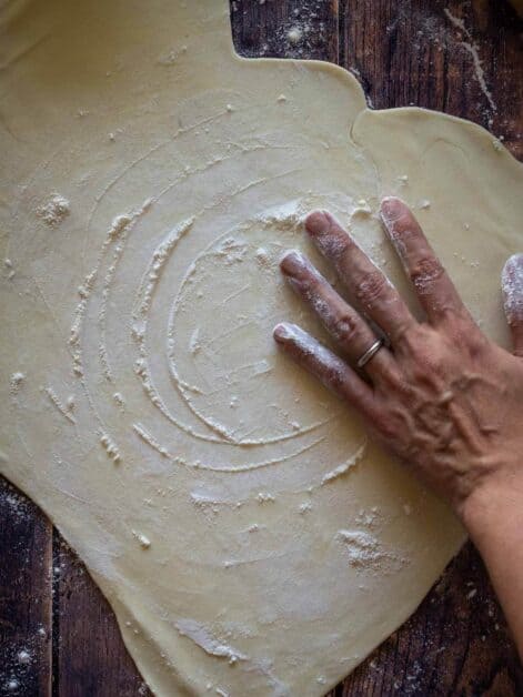 Vegan Empanadas Dough flour the dough surface