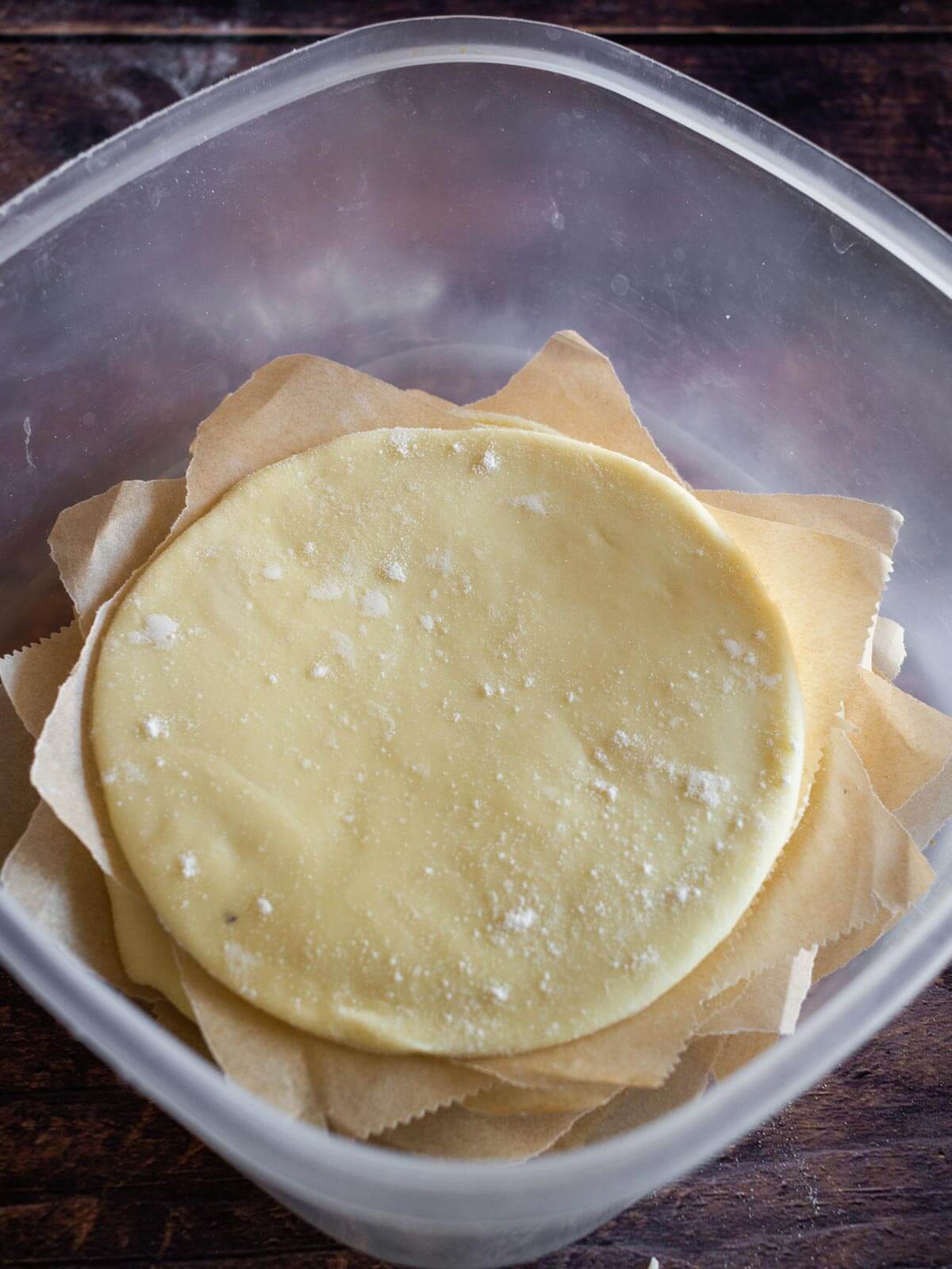 storing empanadas disc in tupperware