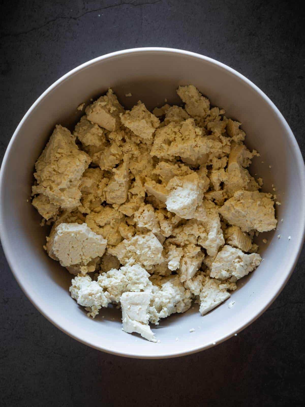 coarsely crumbled extra-firm tofu.
