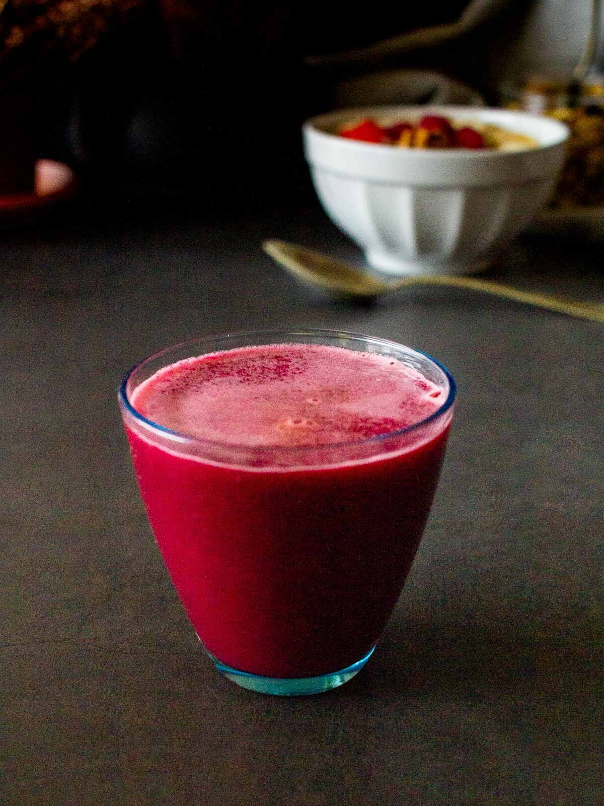 beetroot and celery juice with breakfast
