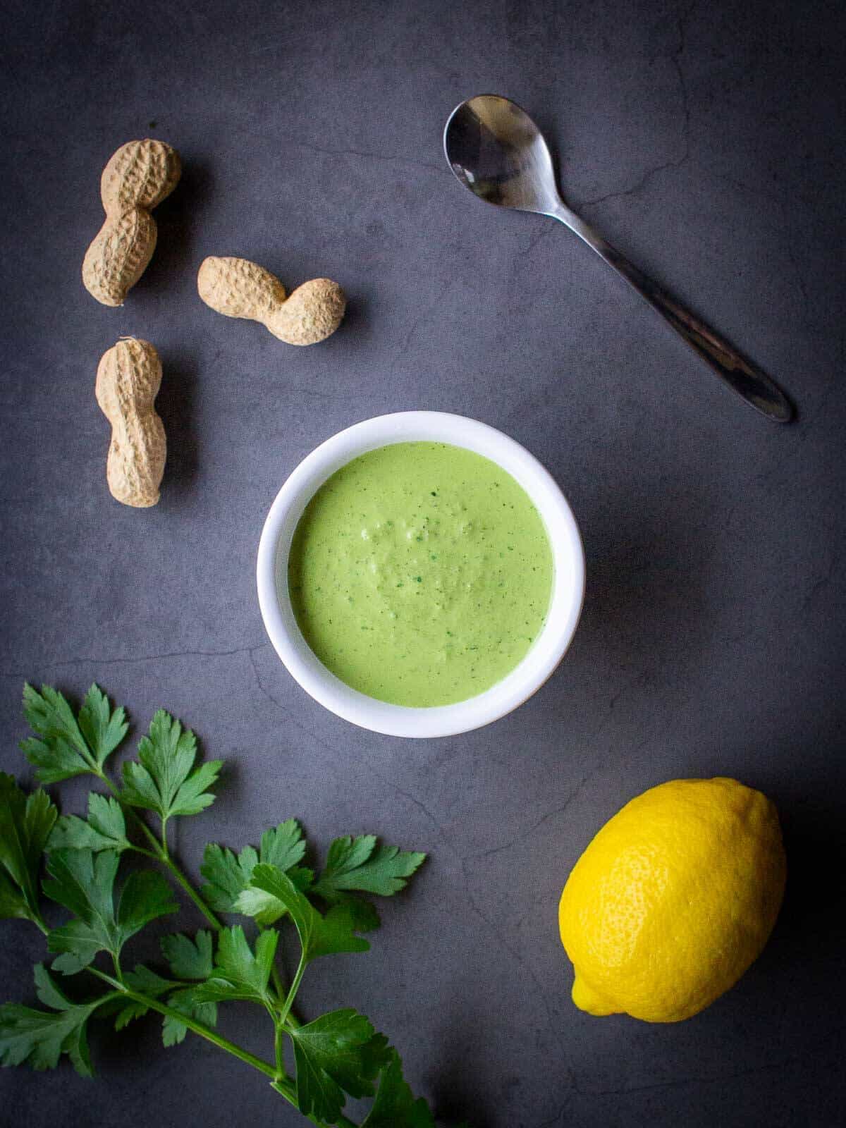 Creamy Vegan Sauce served in a small bowl.