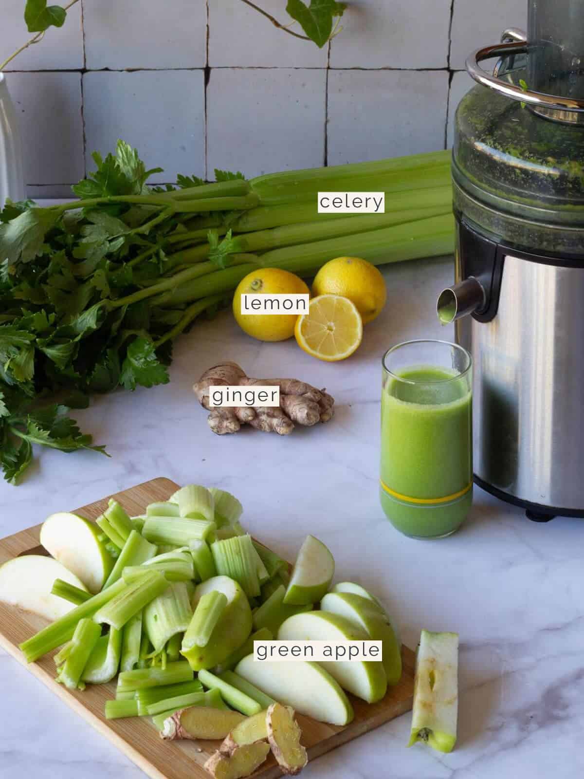 juicing celery juice with a juicer