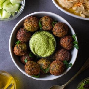 crispy vegan falafel.