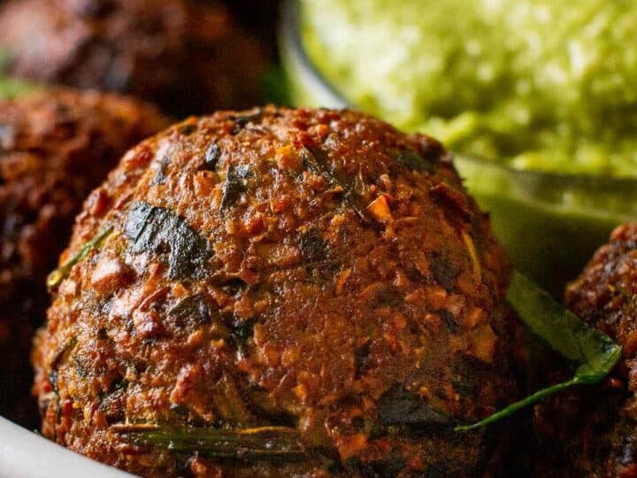 crispy falafels with green dipping sauce
