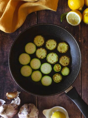 pan-frying zucchini slices
