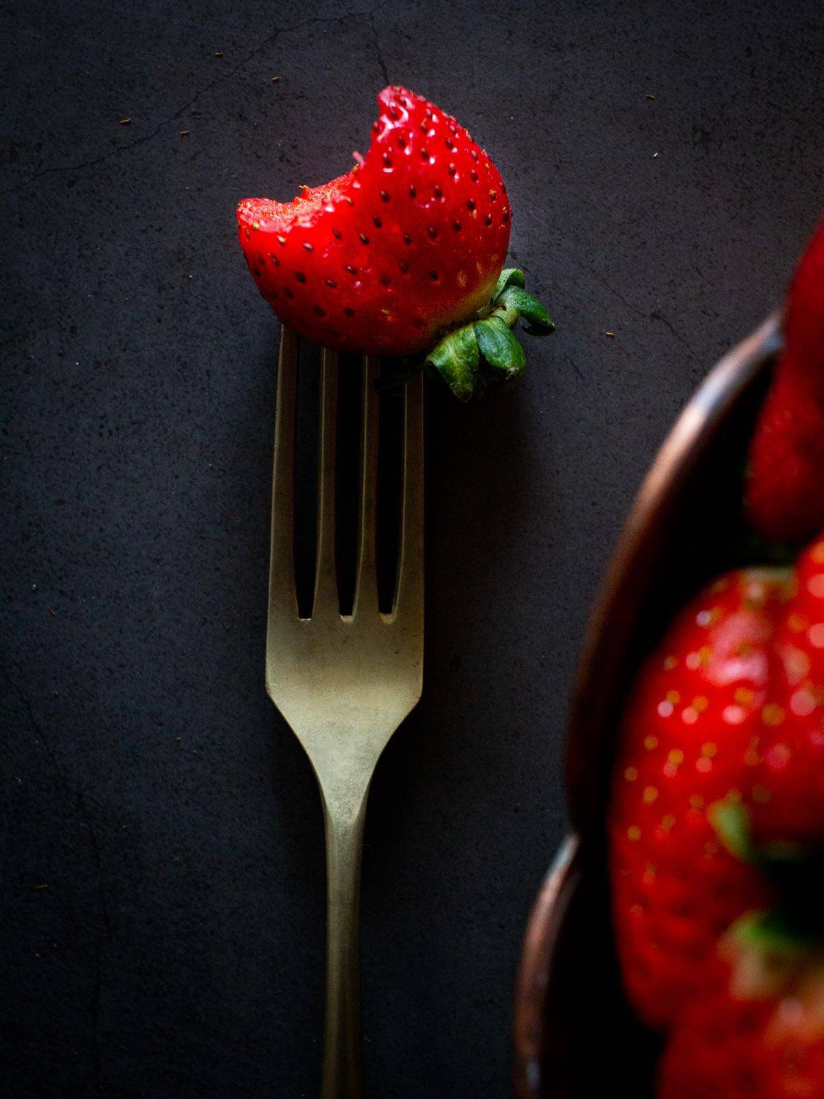 Strawberries and fork