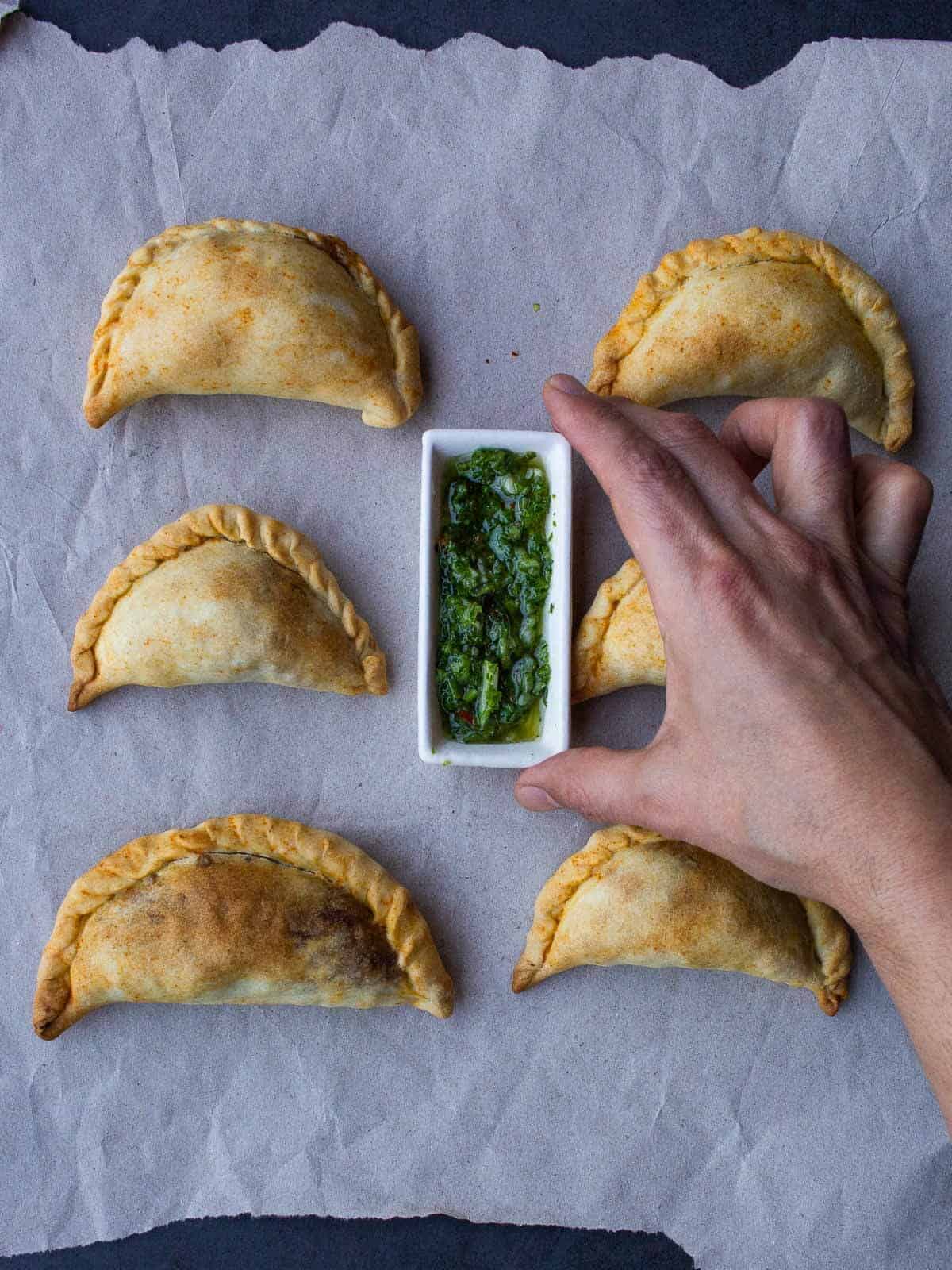 Vegan Empanadas with Chimichurri Sauce