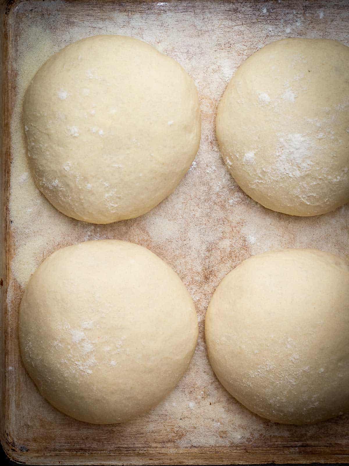 for balls of vegan pizza dough proofing.