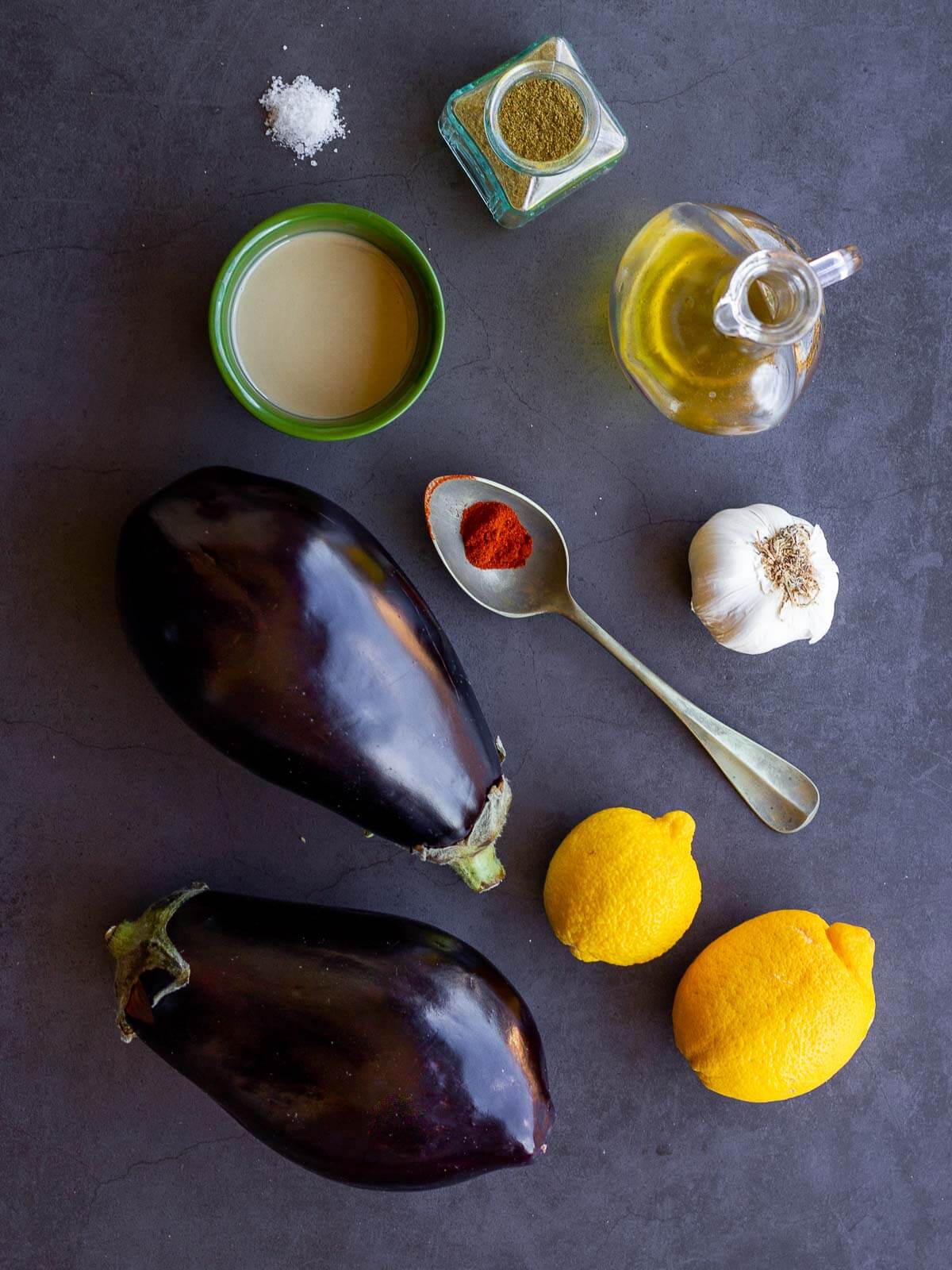 ingredients to make Lebanese babaganoush.