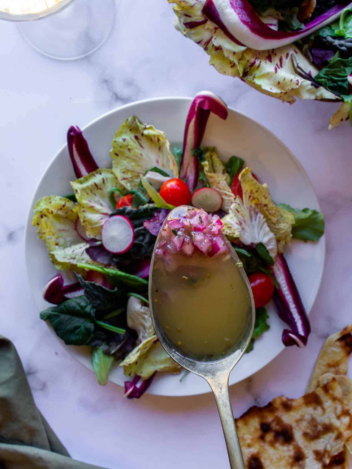 Homemade Vinaigrette Dressing in Salad