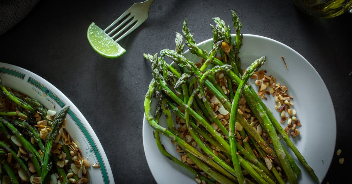 Perfect Grilled Asparagus with Toasted Almonds and Pine Nuts