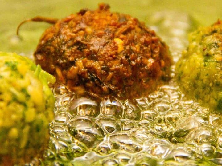 frying falafel